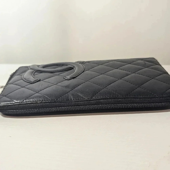Authentic Chanel Cambon Long Wallet Black Leather with Hot Pink Interior - Picture 4 of 15
